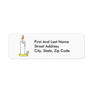 Cartoon Candle Holiday Candlestick Design Return Address Label