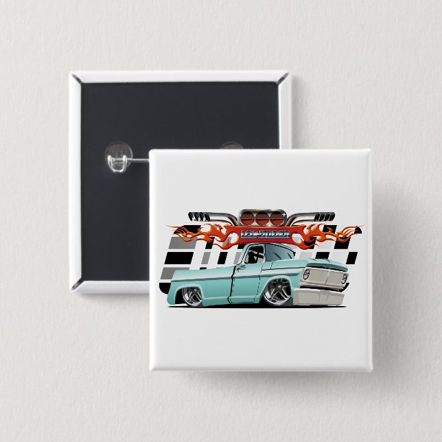Cartoon car 15 cm square badge (Front & Back)