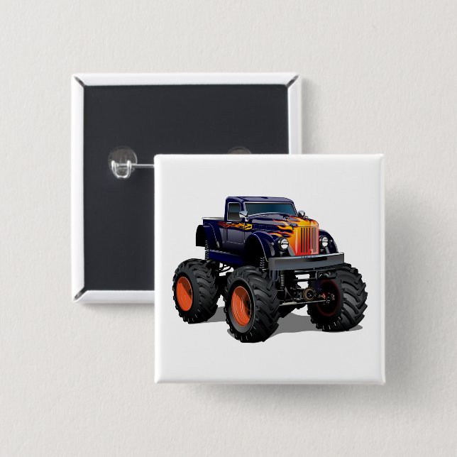Cartoon car 15 cm square badge (Front & Back)