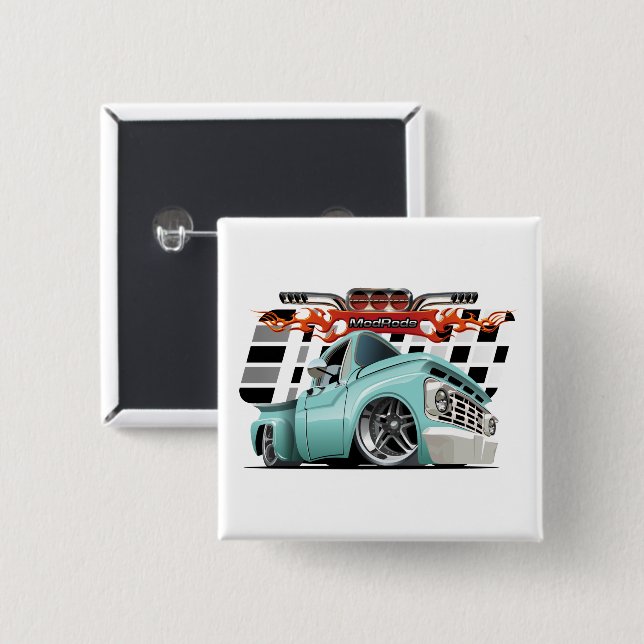 Cartoon car 15 cm square badge (Front & Back)