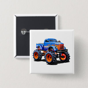 Cartoon car 15 cm square badge