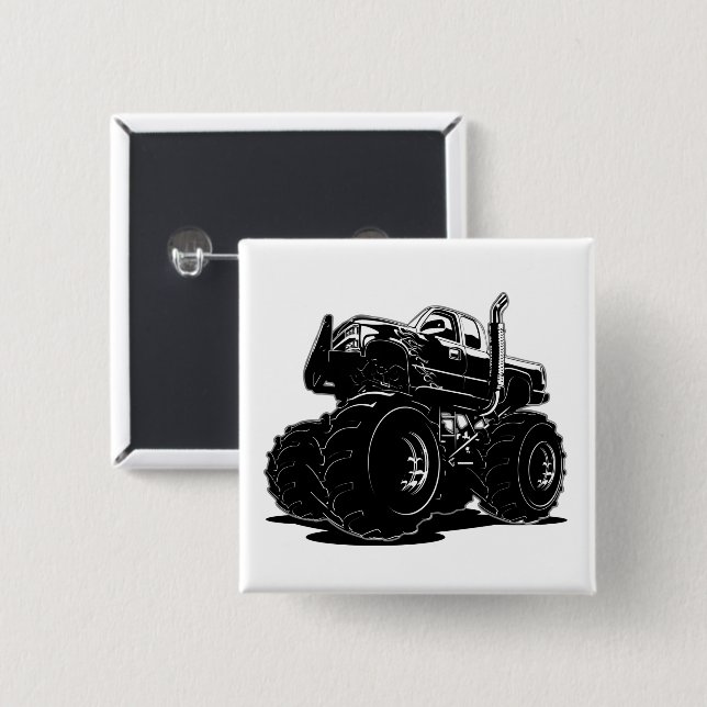 Cartoon car 15 cm square badge (Front & Back)