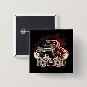 Cartoon car 15 cm square badge