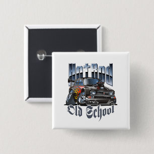 Cartoon car 15 cm square badge
