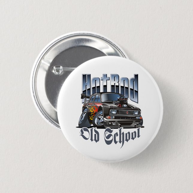 Cartoon car 6 cm round badge (Front & Back)