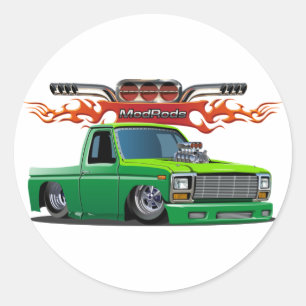 cartoon car classic round sticker