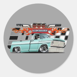 Cartoon car classic round sticker