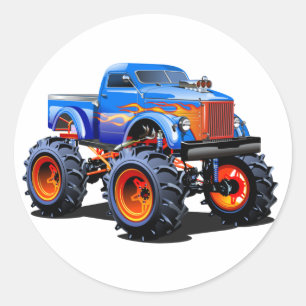 Cartoon car classic round sticker