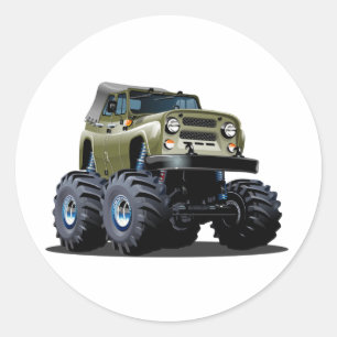 Cartoon car classic round sticker