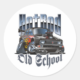 Cartoon car classic round sticker