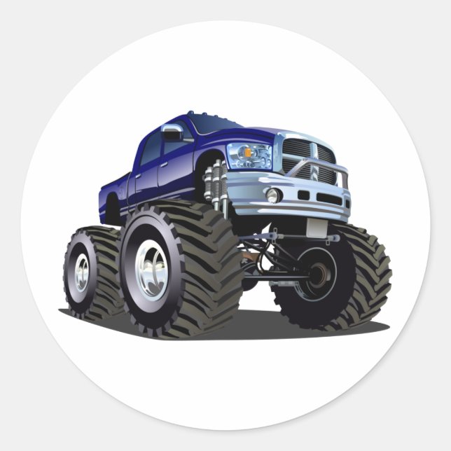 Cartoon car classic round sticker (Front)