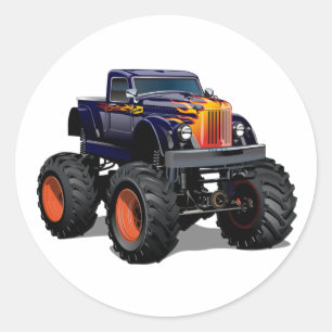 Cartoon car classic round sticker