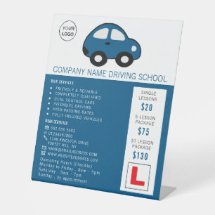 Cartoon Car, Driving School, Instructor Advert Pedestal Sign