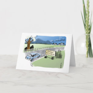 Cartoon car on SPAM highway for Happy Birthday Card