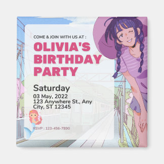 Cartoon card happy berthday magnet