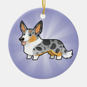 Cartoon Cardigan Welsh Corgi (add your message) Ceramic Tree Decoration