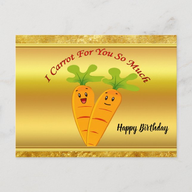 Cartoon carrots with big eyes and a smile to go postcard (Front)