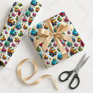Cartoon Cars Colorful Kids Gift Wrapping Paper