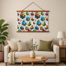 Cartoon Cars Colourful Kids Wood Frame Tapestry