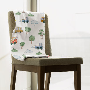 Cartoon Cars With Vehicles Seamless Pattern Fleece Blanket