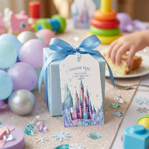 Cartoon Castle Frozen Kingdom 1st Birthday Gift Tags