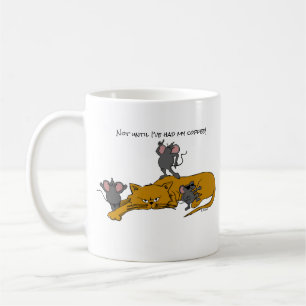 Cartoon Cat and Dancing Mice Coffee Mug