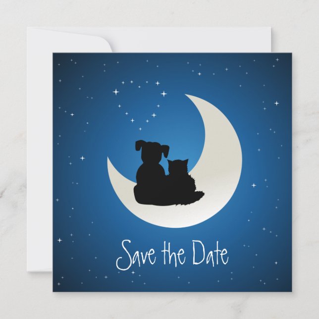 Cartoon Cat and Dog Soulmates Save the Date (Front)