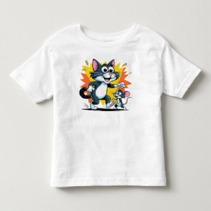 Cartoon Cat and Mouse Chase Toddler T-Shirt