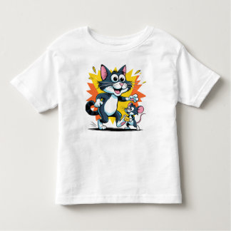Cartoon Cat and Mouse Chase Toddler T-Shirt