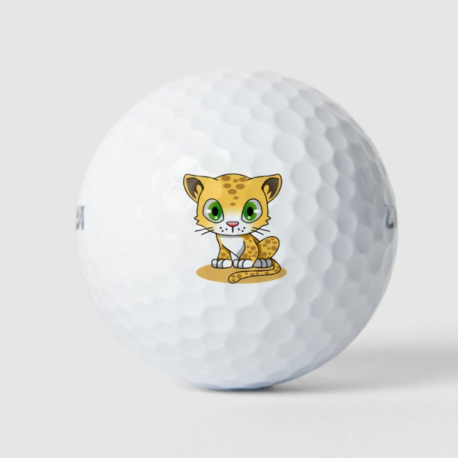 Cartoon Cat Character Feline L Leopard Golf Balls (Front)