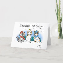 Cartoon Cat Christmas Carollers Season's Greetings