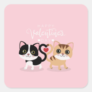 Cartoon Cat couple Square Sticker