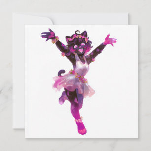 Cartoon Cat Dance Recital Party Invitation