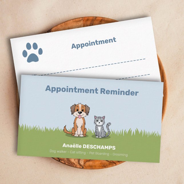 Cartoon Cat & Dog - Pet Services Appointment Card (Cartoon Cat & Dog - Pet Services Appointment Card)