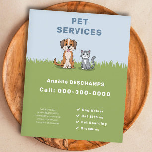 Cartoon Cat & Dog - Pet Services Flyer