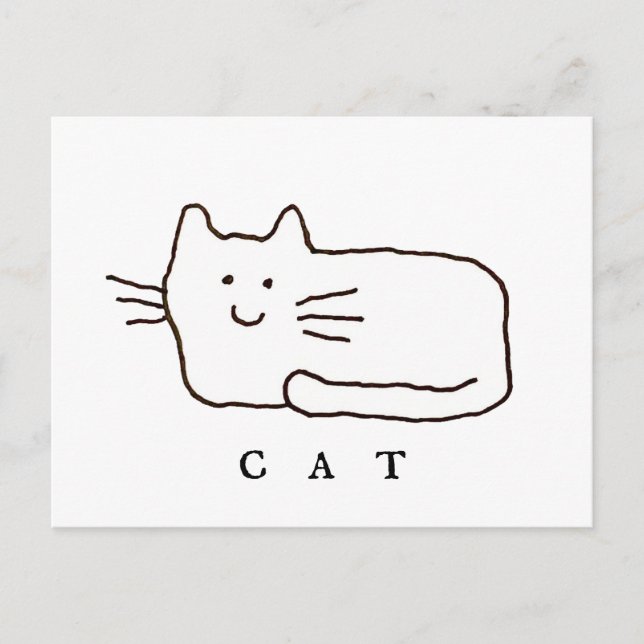 Cartoon Cat Doodle Line Art Postcard (Front)