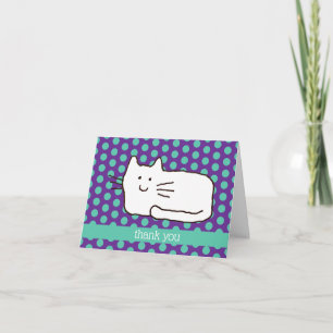 Cartoon Cat Doodle Line Thank You Folded Note Card