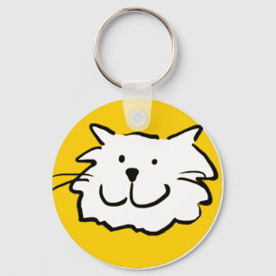 Cartoon Cat Face Showing a Smiling Cat Key Ring