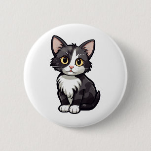 Cartoon cat illustration 6 cm round badge