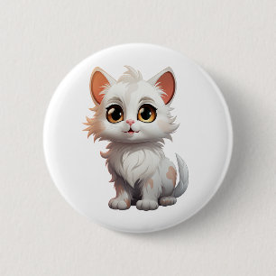 Cartoon cat illustration 6 cm round badge