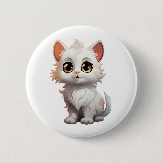 Cartoon cat illustration 6 cm round badge (Front)