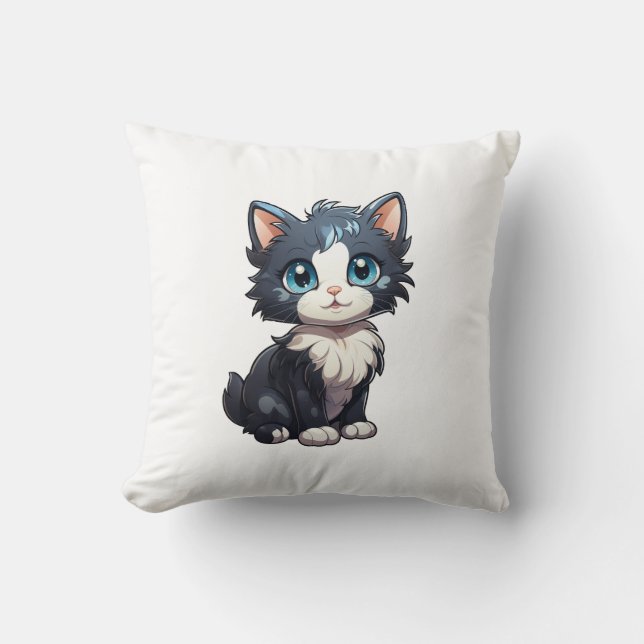 Cartoon cat illustration cushion (Front)