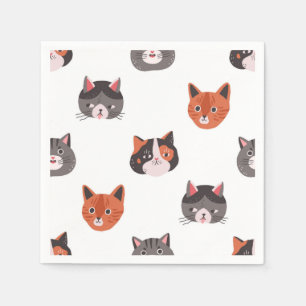 Cartoon cat illustration napkin