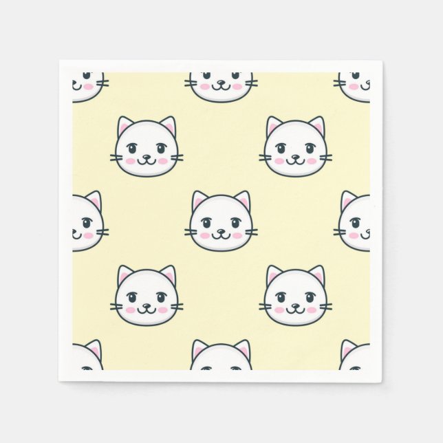 Cartoon cat illustration napkin (Front)