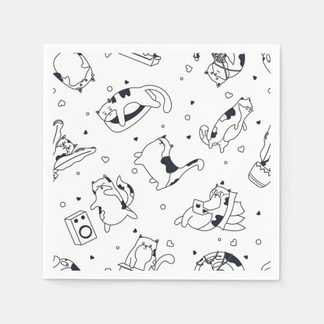 Cartoon cat illustration napkin (Front)