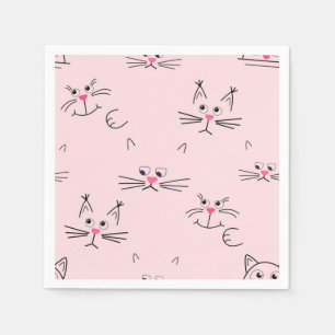 Cartoon cat illustration napkin
