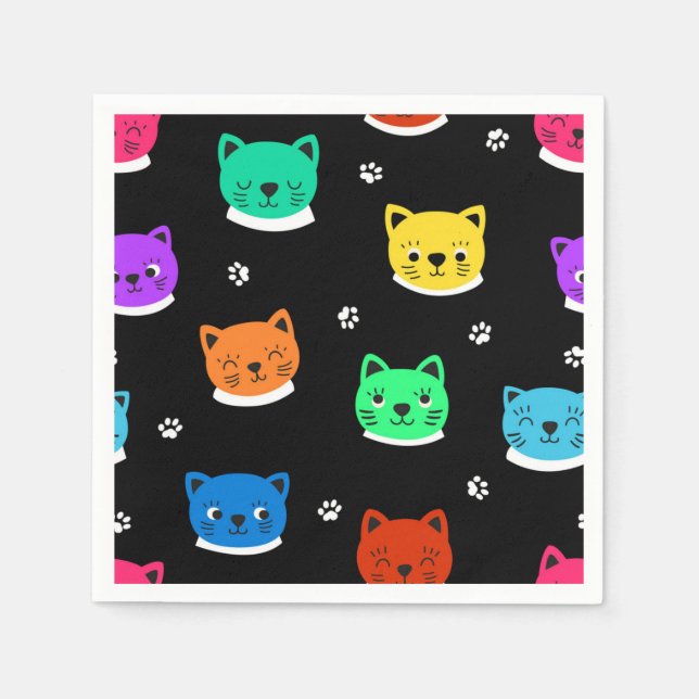 Cartoon cat illustration napkin (Front)