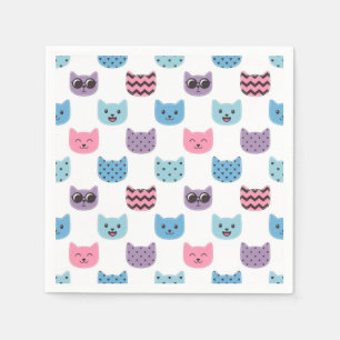 Cartoon cat illustration napkin