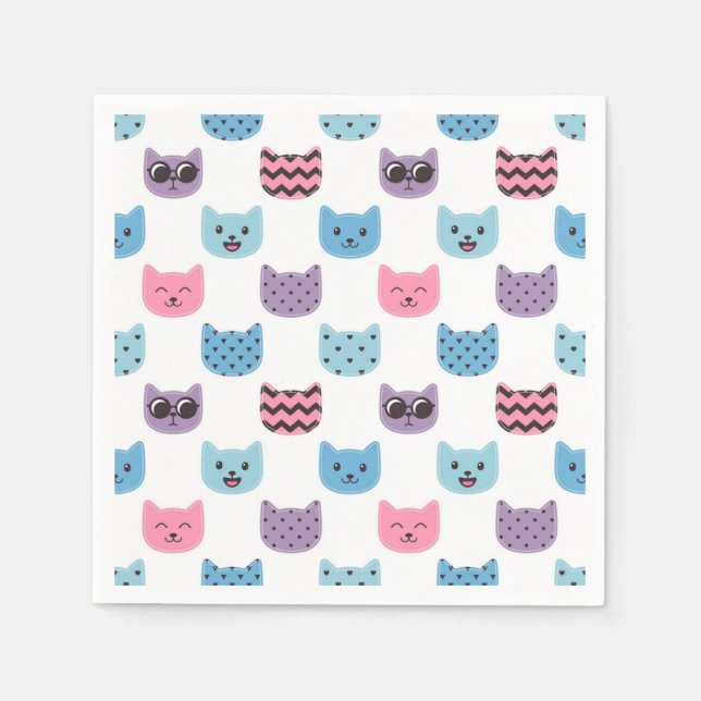 Cartoon cat illustration napkin (Front)
