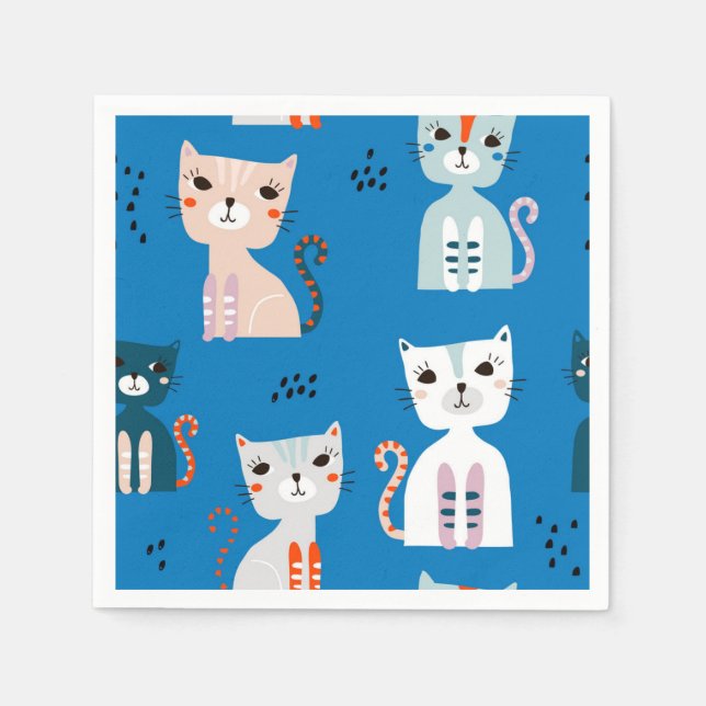 Cartoon cat illustration napkin (Front)